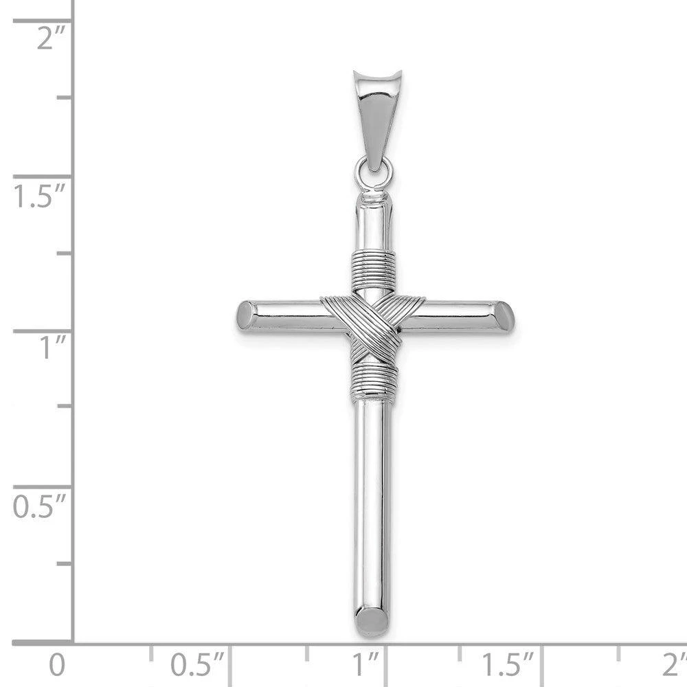 商品Diamond2Deal|14K White Gold Center Wrap Tube Cross Pendant,价格¥2838,第4张图片详细描述