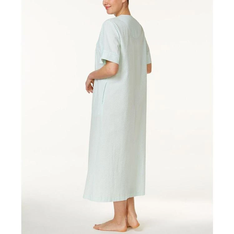 商品Miss Elaine|Smocked Seersucker Zip-Front Robe,价格¥379,第3张图片详细描述