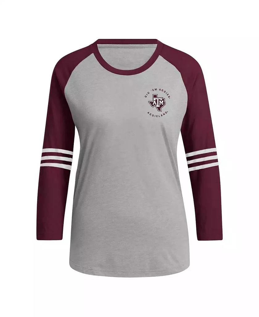商品Adidas|Women's Gray Texas A&M Aggies Baseball Raglan 3/4-Sleeve T-shirt,价格¥247,第2张图片详细描述