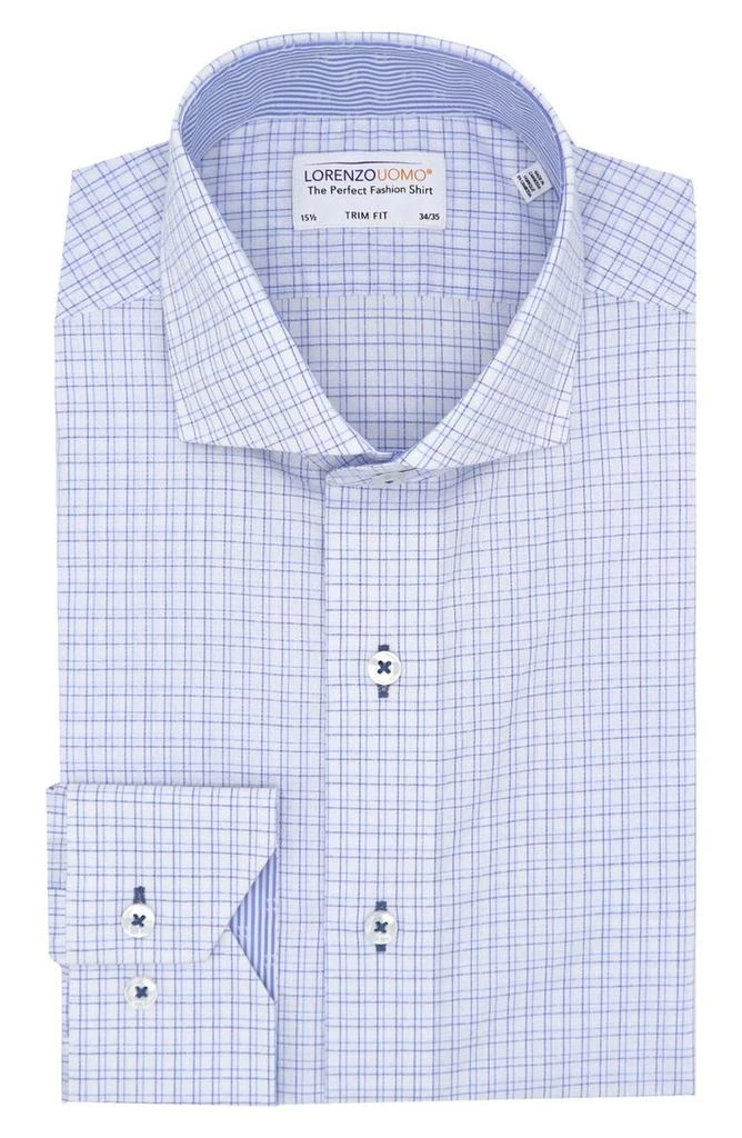 商品Lorenzo Uomo|Textured Windowpane Trim Fit Dress Shirt,价格¥415,第1张图片