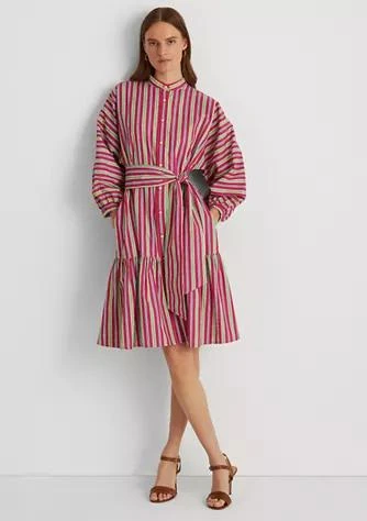 商品Ralph Lauren|Ralph Lauren Striped Cotton Broadcloth Shirtdress,价格¥218,第1张图片