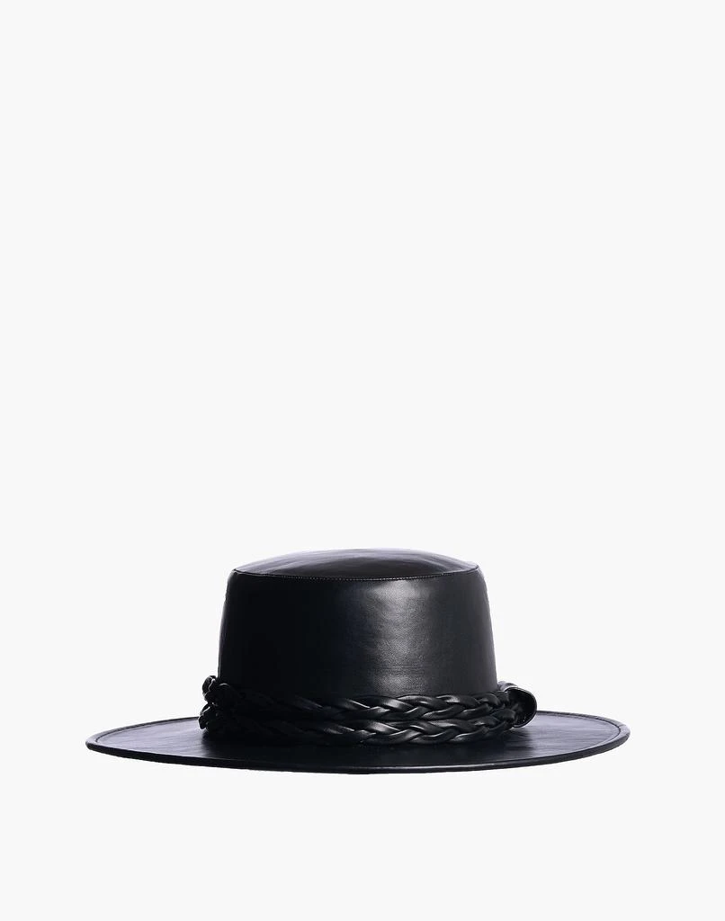 商品Madewell|ASN Vegan Leather Midnight Story Boater Hat,价格¥501,第1张图片