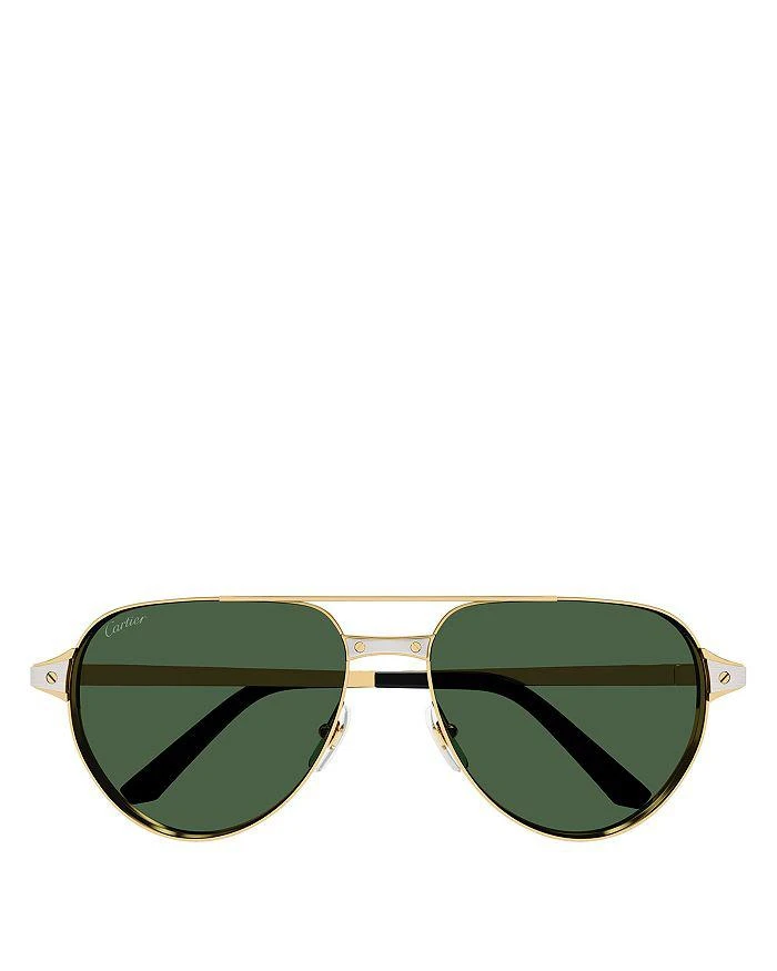 商品Cartier|Santos Evolution 24K Gold & Platinum Plated Pilot Sunglasses, 59mm,价格¥11935,第2张图片详细描述