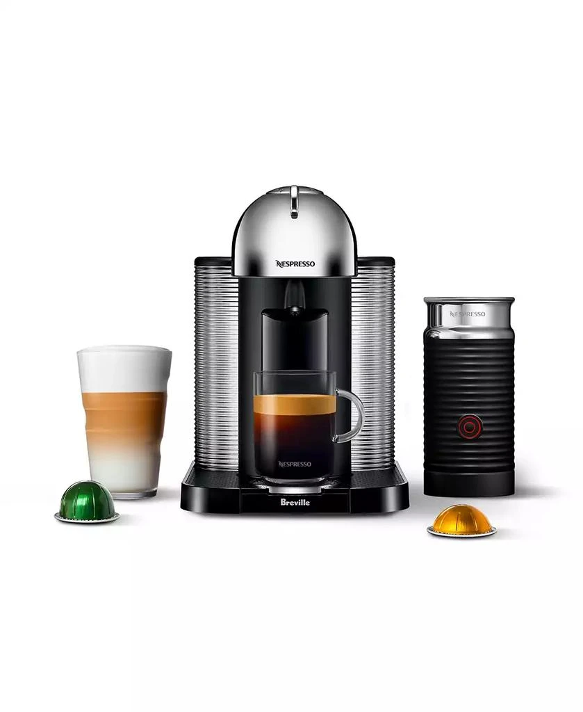 商品Nespresso|Vertuo Coffee and Espresso Machine by Breville, Chrome with Aeroccino Milk Frother,价格¥1411,第1张图片