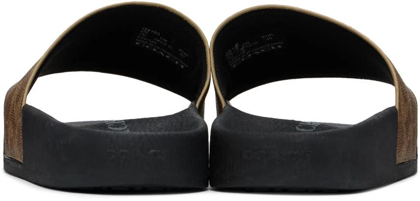 商品Coach|Brown & Black Canvas Slides,价格¥575,第2张图片详细描述