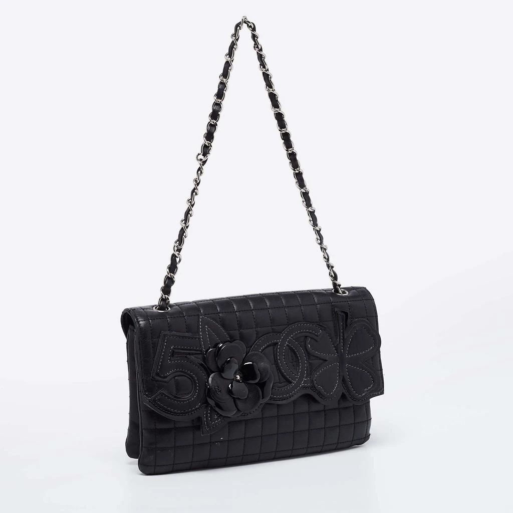 商品[二手商品] Chanel|Chanel Black Leather No.5 Camellia Flap Shoulder Bag,价格¥8722,第3张图片详细描述
