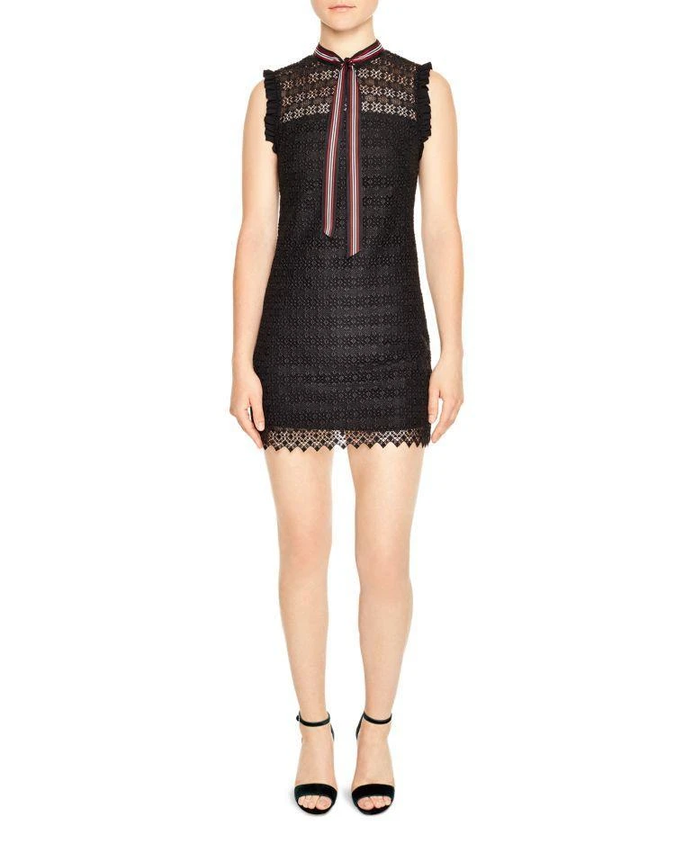 商品Sandro|Fidele Tie-Neck Lace Mini Dress,价格¥1740,第1张图片