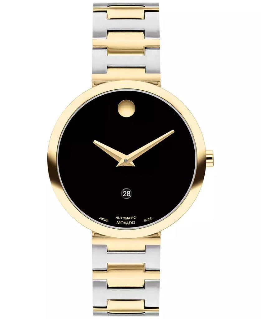 商品Movado|Women's Museum Classic Swiss Automatic Silver-Tone Stainless Steel Yellow PVD Bracelet Watch 32mm,价格¥10385,第1张图片