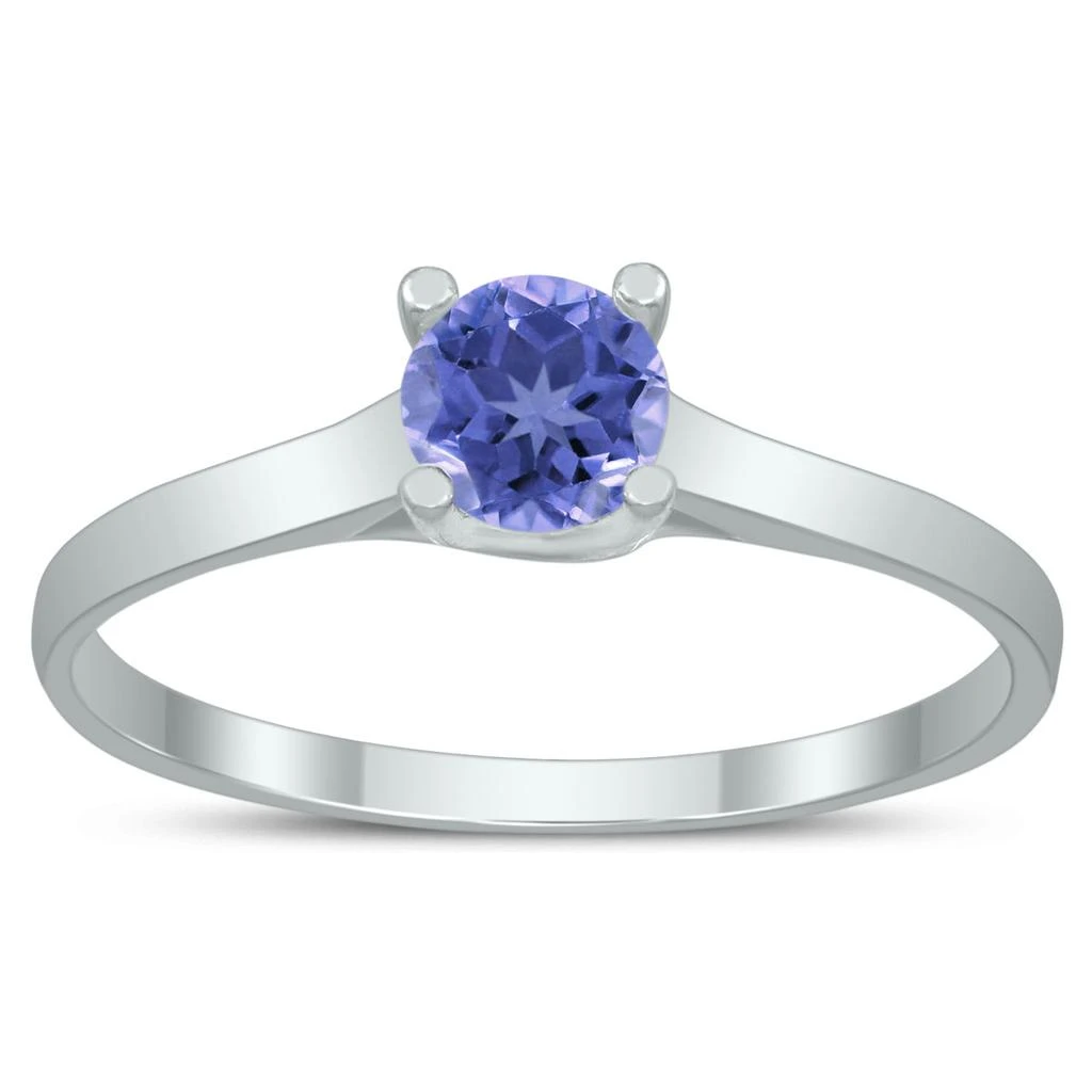 商品SSELECTS|Round 4Mm Tanzanite Cathedral Solitaire Ring In 10K White Gold,价格¥2136,第1张图片