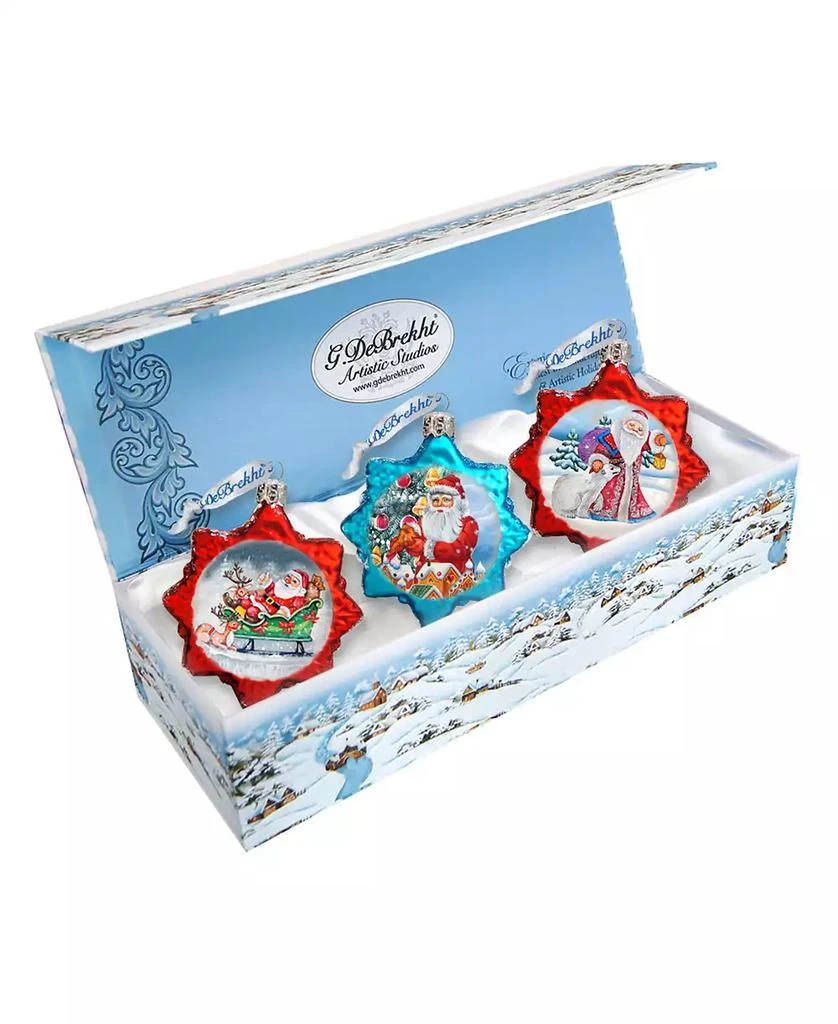 商品G.DeBrekht|Santa Glass Ornament - Set of 3,价格¥1188,第1张图片