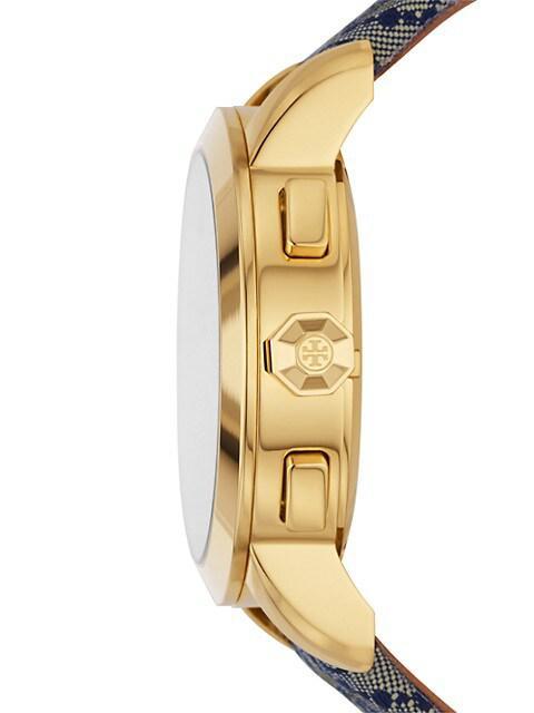 商品Tory Burch|The Tory Goldtone, Jacquard & Luggage Leather Watch,价格¥2431,第6张图片详细描述