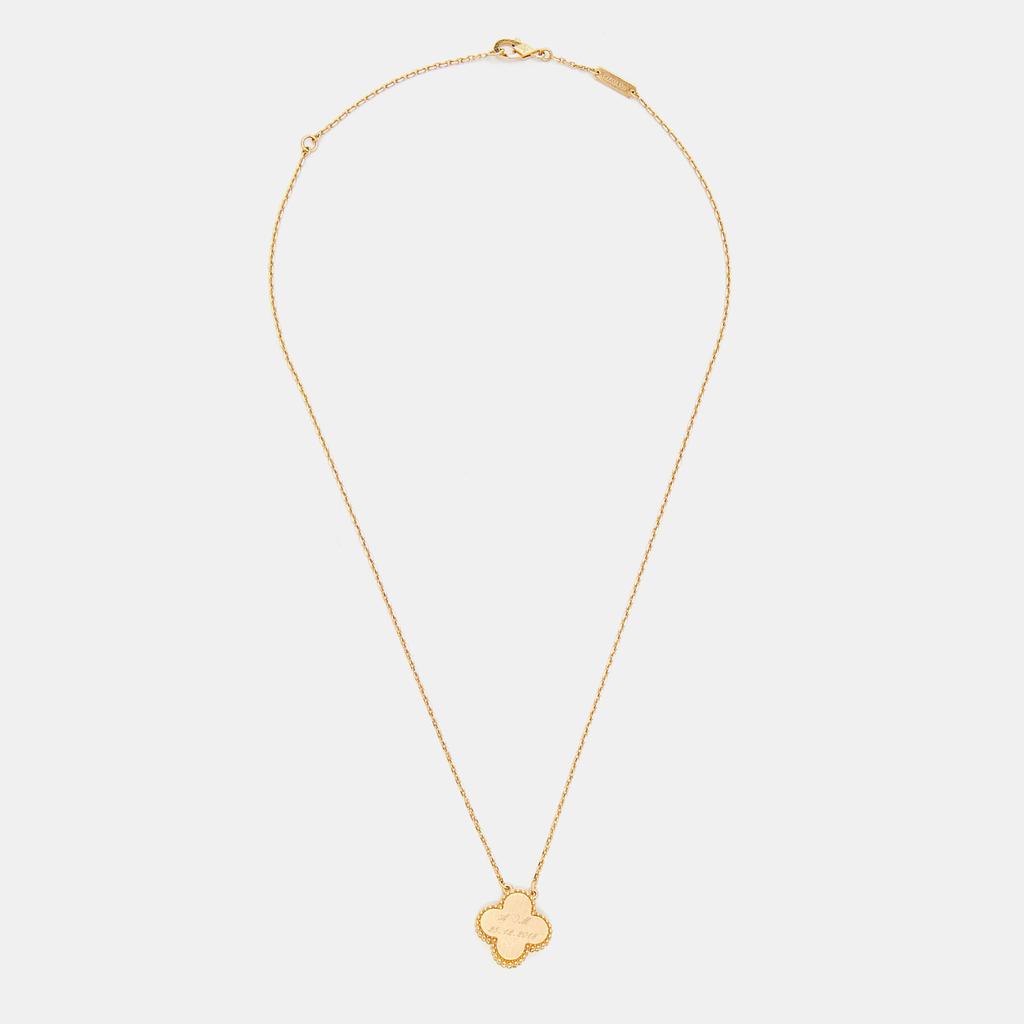 Van Cleef & Arpels Vintage Alhambra Gold Mother of Pearl Diamond 18k Yellow Gold Necklace商品第3张图片规格展示