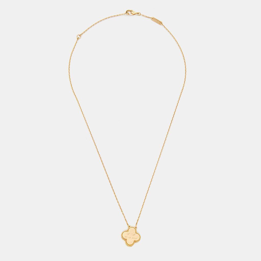 商品[二手商品] Van Cleef & Arpels|Van Cleef & Arpels Vintage Alhambra Gold Mother of Pearl Diamond 18k Yellow Gold Necklace,价格¥36446,第5张图片详细描述