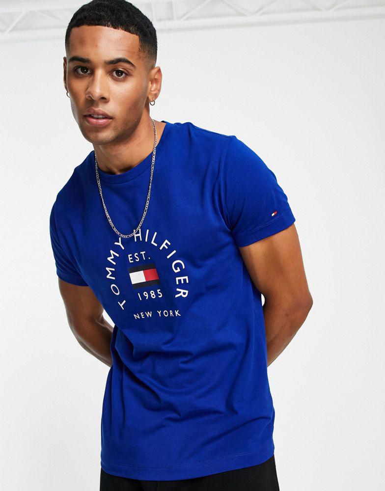 Tommy Hilfiger flag arch logo cotton t-shirt in mid blue商品第3张图片规格展示