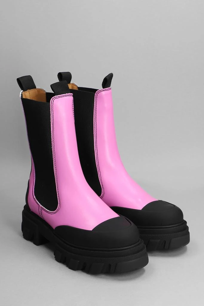商品Ganni|Ganni Combat Boots In Rose-pink Leather,价格¥2338,第2张图片详细描述