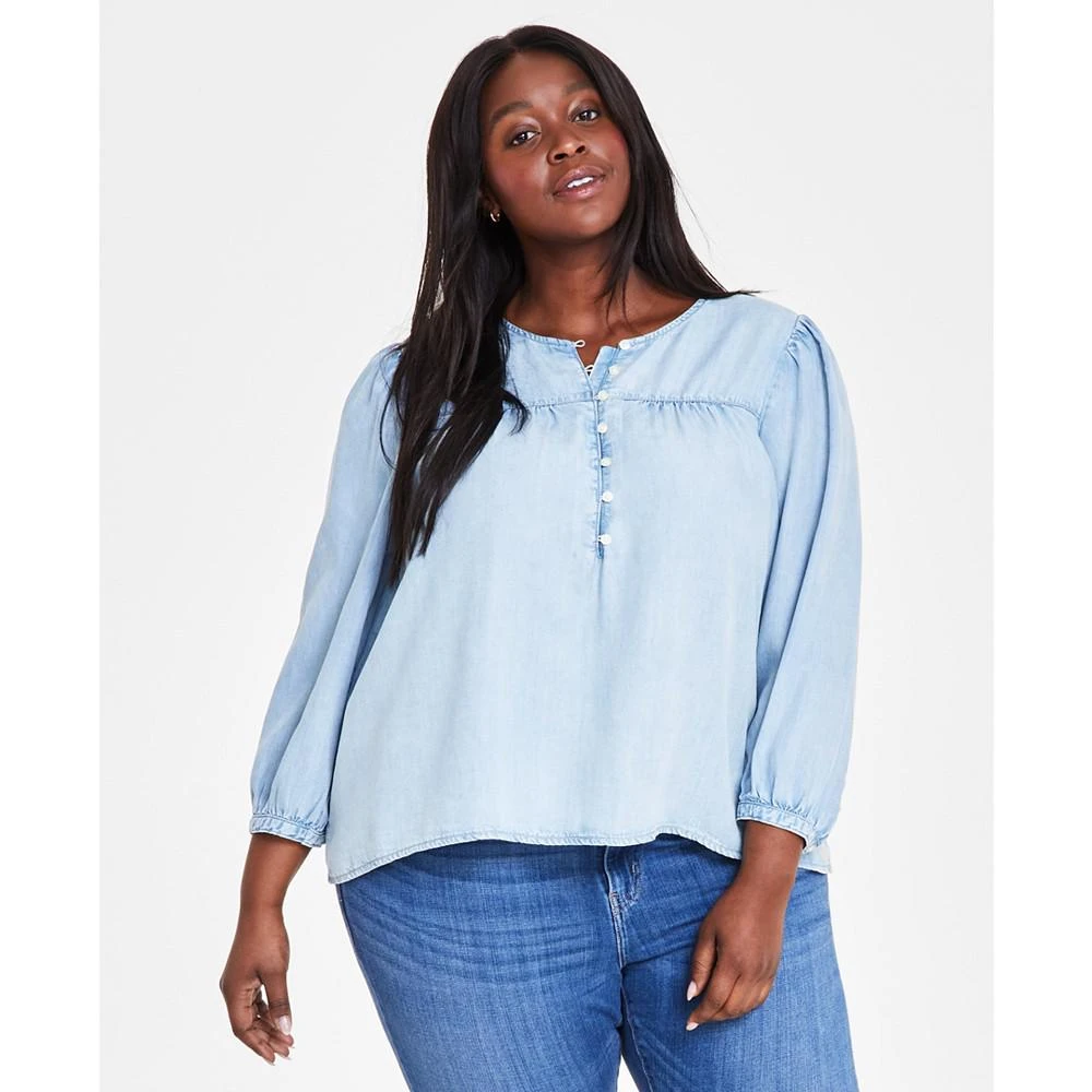 商品Levi's|Plus Size Halsey 3/4-Sleeve Button-Front Blouse,价格¥268,第1张图片