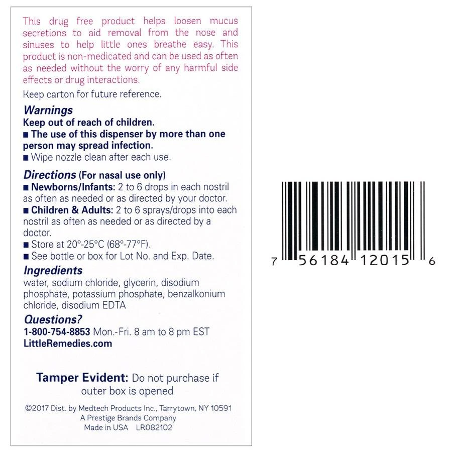 商品Little Remedies|Saline Spray and Drops,价格¥52,第3张图片详细描述