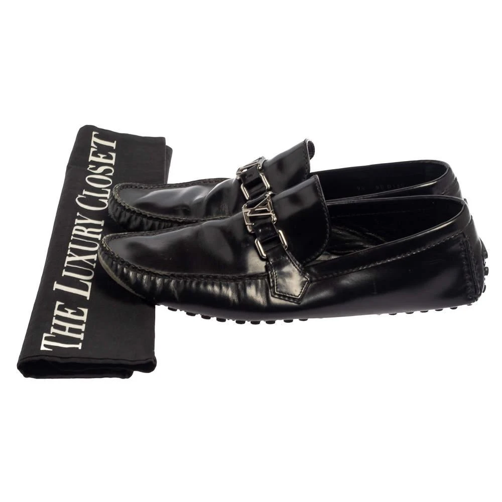 Louis Vuitton Black Leather Hockenheim Slip On Loafers Size 43.5 商品