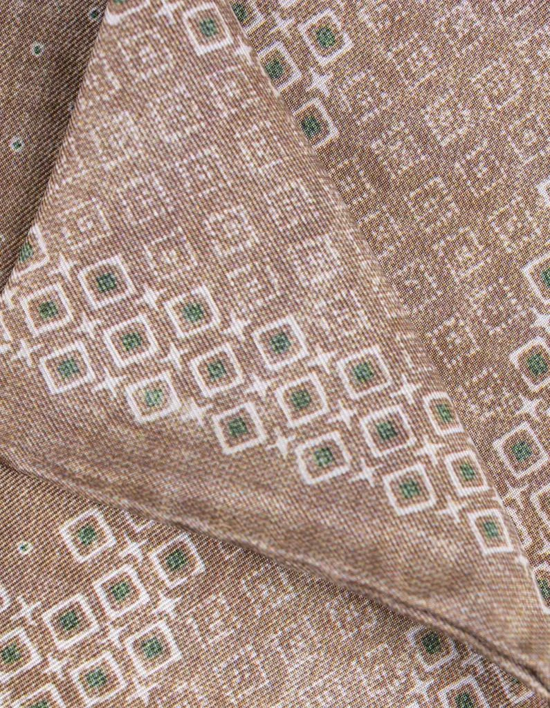 商品Kiton|Light Brown Pocket Handkerchief With Geometric Micro Pattern,价格¥1049,第2张图片详细描述