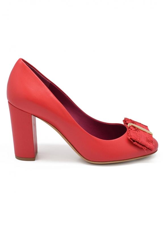 Luxury Shoes For Women   Salvatore Ferragamo Pumps In Pink Leather商品第1张图片规格展示