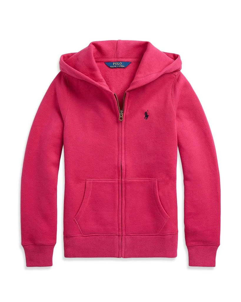 商品Ralph Lauren|Girls' Fleece Full Zip Hoodie - Little Kid, Big Kid,价格¥460,第1张图片