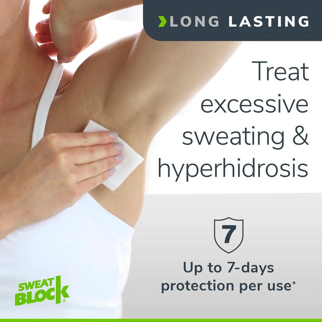 商品SweatBlock|SWEAT BLOCK Antiperspirant (3 Box Deal) - Clinical Strength Hyperhidrosis Antiperspirant - Reduce Underarm Sweat Up To 7-days per Use - Prescription Strength Sweat Wipe To Stop Excessive Sweating,价格¥168,第4张图片详细描述
