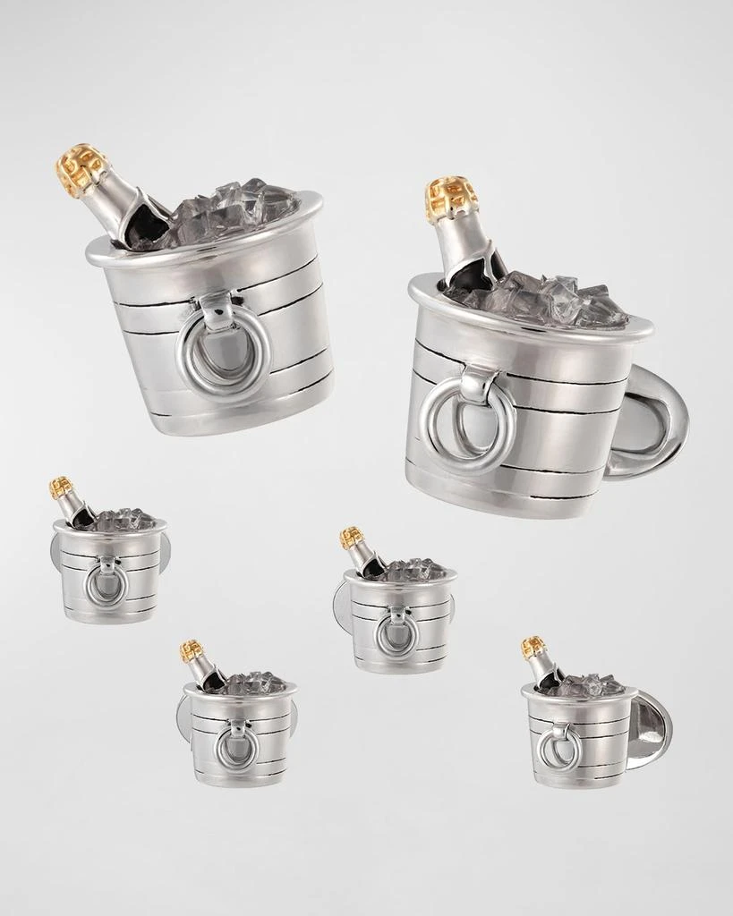 商品Jan Leslie|Men's Champagne Bucket Cufflink Stud Set,价格¥15261,第1张图片