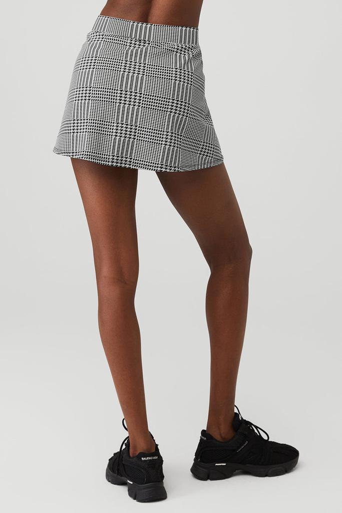 商品Alo|Jacquard Glenplaid Tennis Skirt - Titanium/Black,价格¥399,第4张图片详细描述