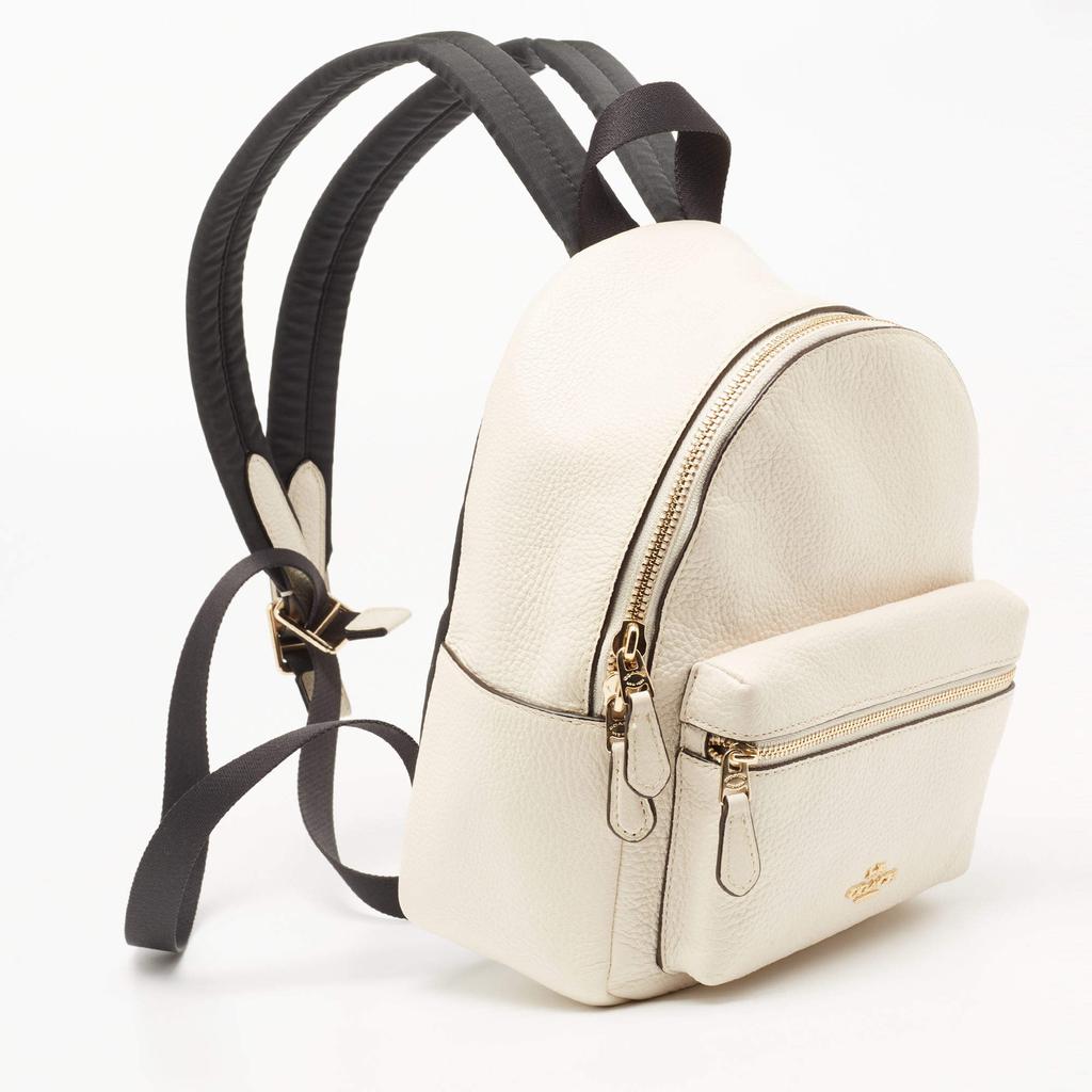 Coach Off White/Black Leather and Nylon Mini Charlie Backpack商品第3张图片规格展示