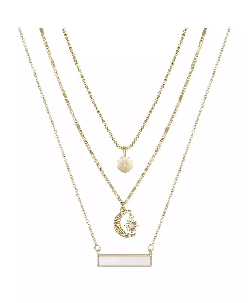 商品Unwritten|14K Gold Flash-Plated 3-Piece Celestial Layered Pendant Set,价格¥191,第1张图片