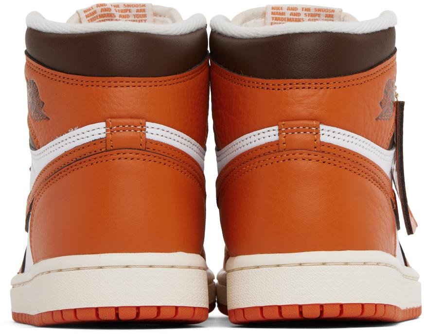Orange & White Air Jordan 1 Retro High Sneakers商品第2张图片规格展示