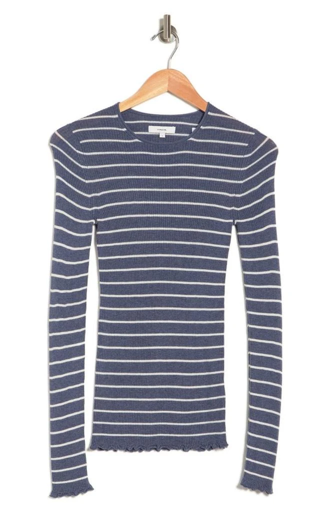 商品Vince|Striped Ribbed Long Sleeve Crewneck Shirt,价格¥170,第3张图片详细描述