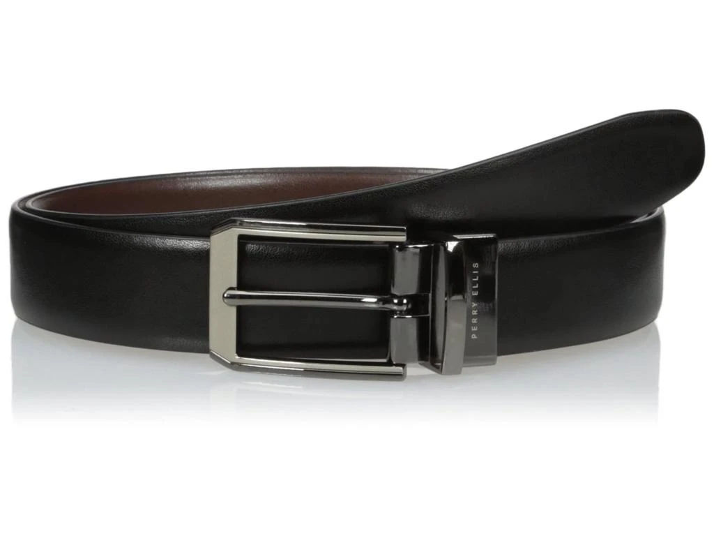 商品Perry Ellis|Portfolio Men's 2-Tone Matte and Shine Buckle Reversible Belt,价格¥187,第1张图片