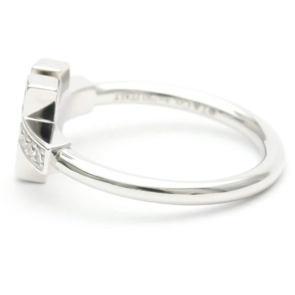 Tiffany & Co. T Wire Band 18K White Gold Diamond Turquoise Ring EU 53 商品