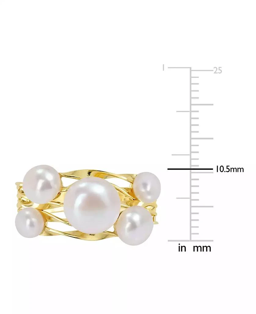 商品Macy's|Cultured Freshwater Pearl (4- 7-1/2mm) Cluster Openwork Ring in Yellow Rhodium-Plated Sterling Silver,价格¥823,第5张图片详��细描述