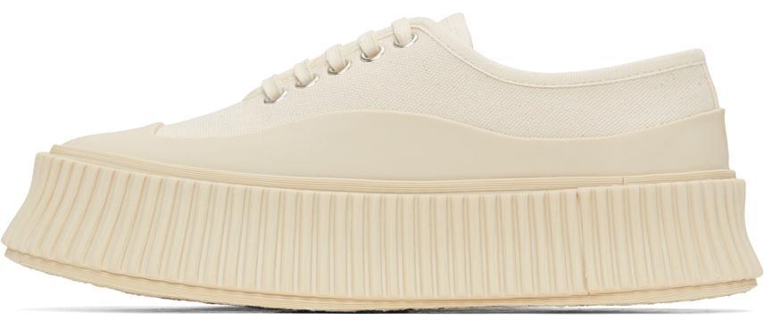 商品Jil Sander|Off-White Canvas Platform Sneakers,价格¥3347,第5张图片详细描述