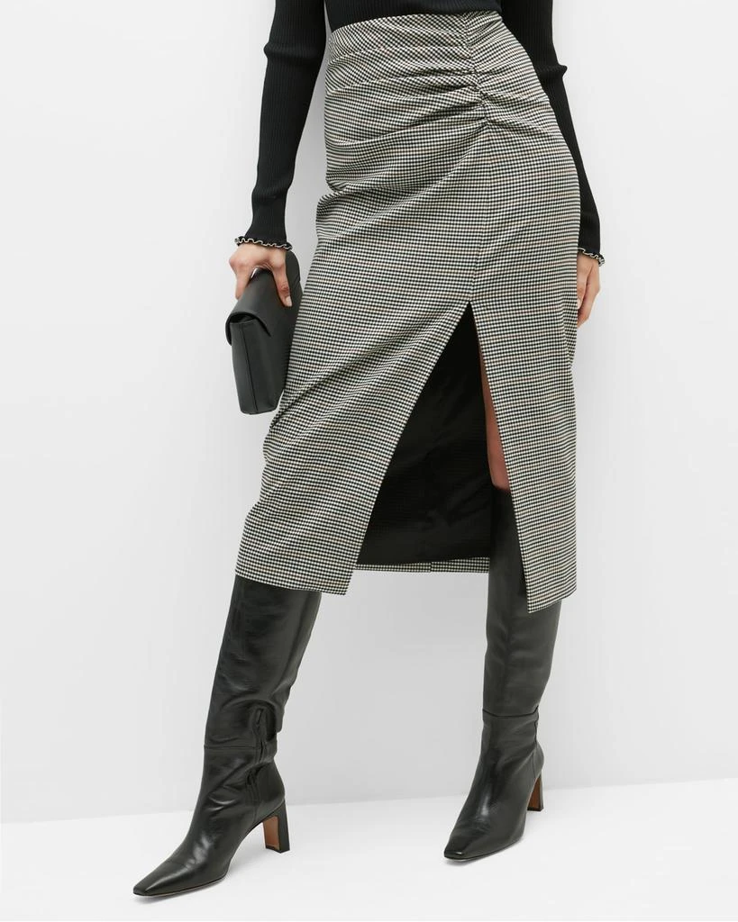 Susanna Ruched Gingham A-Line Midi Skirt 商品