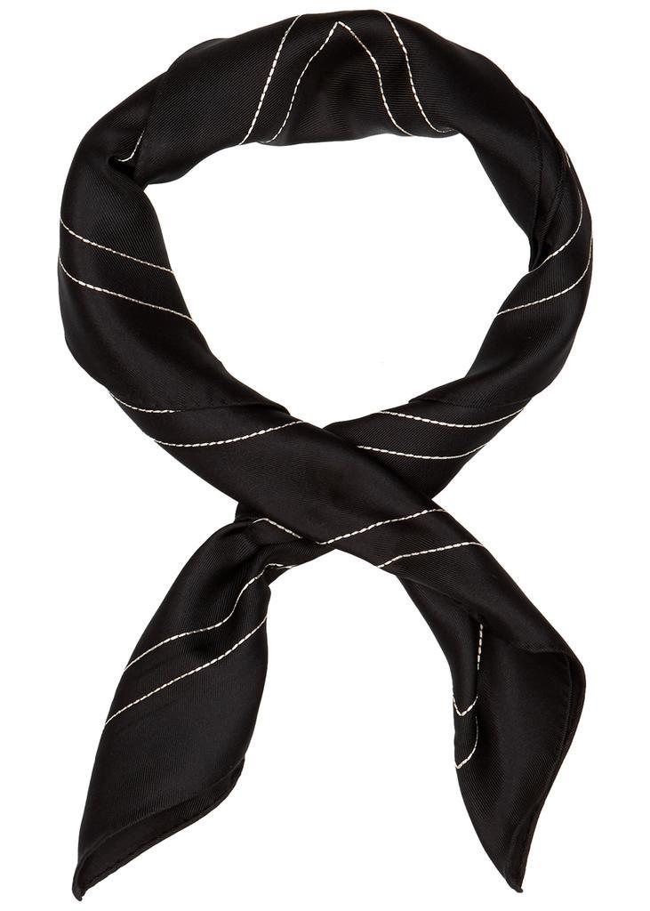 商品Totême|Black logo-embroidered silk scarf,价格¥2008,第1张图片