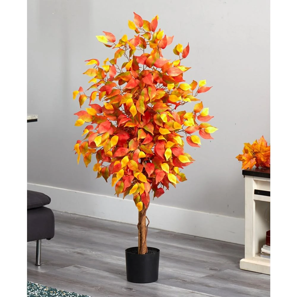 商品NEARLY NATURAL|Autumn Ficus Artificial Fall Tree, 4',价格¥768,第3张图片详细描述