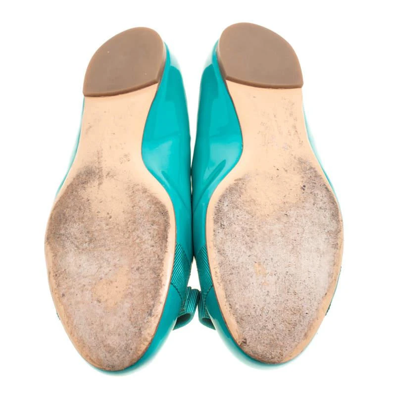 Salvatore Ferragamo Jade Green Patent Leather Varina Ballet Flats Size 40 商品