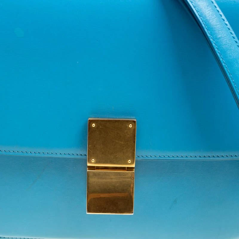 商品[二手商品] Celine|Celine Turquoise Leather Medium Classic Box Shoulder Bag,价格¥10644,第5张图片详细描述