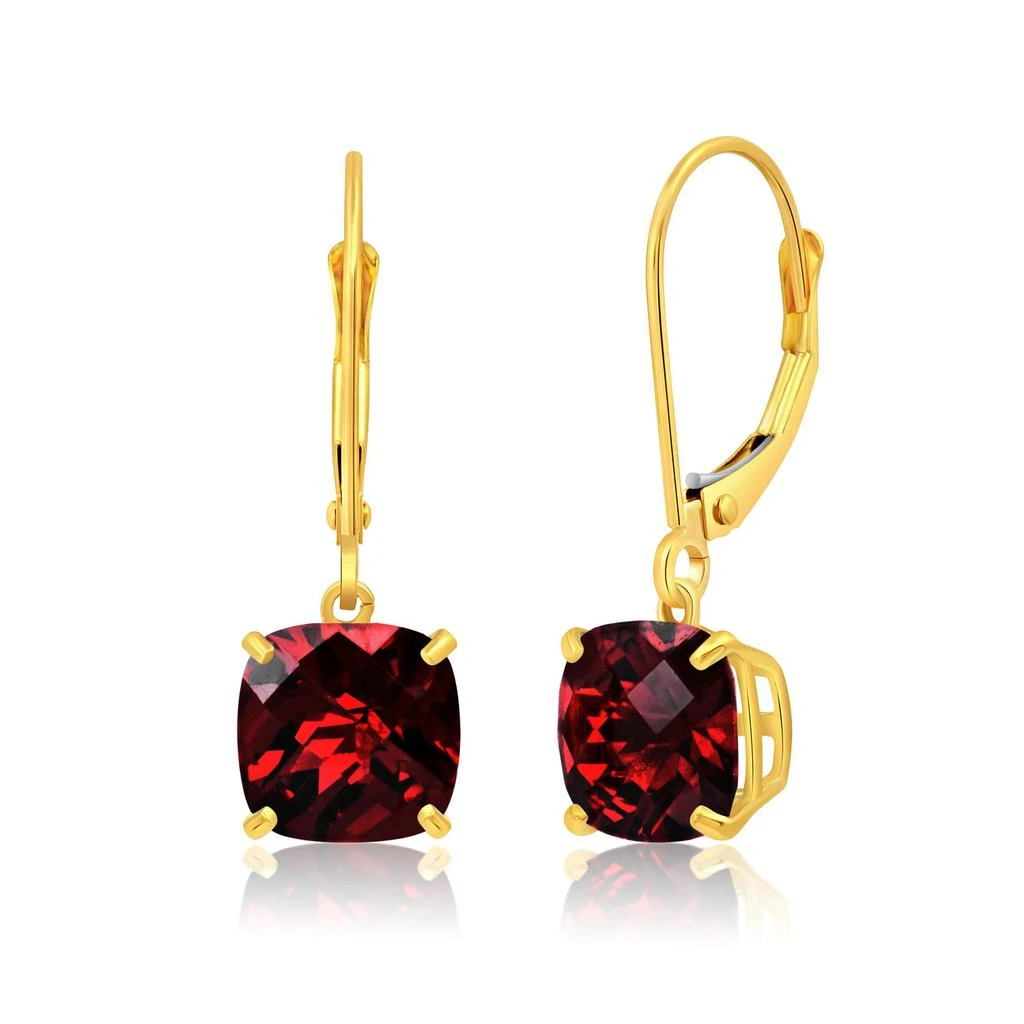14k Solid Yellow Gold Gemstone Dangle Leverback Earrings (8mm) 商品