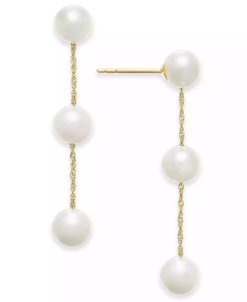 商品Effy|EFFY® Cultured Freshwater Pearl Triple Drop Earrings in 14k Yellow, White or Rose Gold (5mm),价格¥2617,第2张图片详细描述