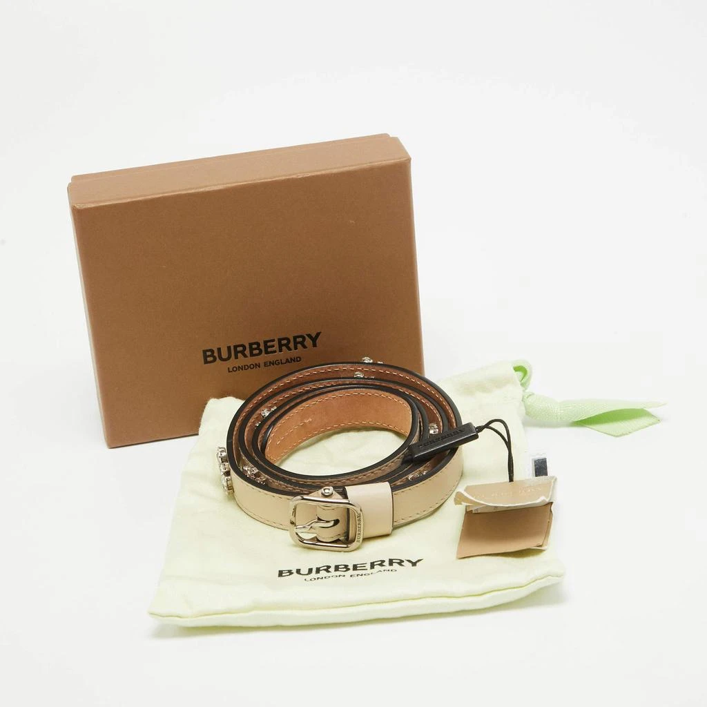 商品Burberry|Burberry Off White Leather Crystals Dover Slim Buckle Belt 85CM,价格¥3171,第5张图片详细描述