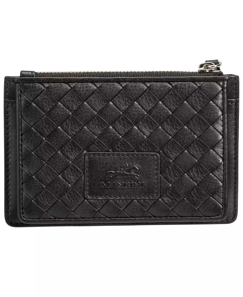 商品Mancini Leather Goods|Women's Basket Weave Collection RFID Secure Card Case and Coin Pocket,价格¥408,第1张图片