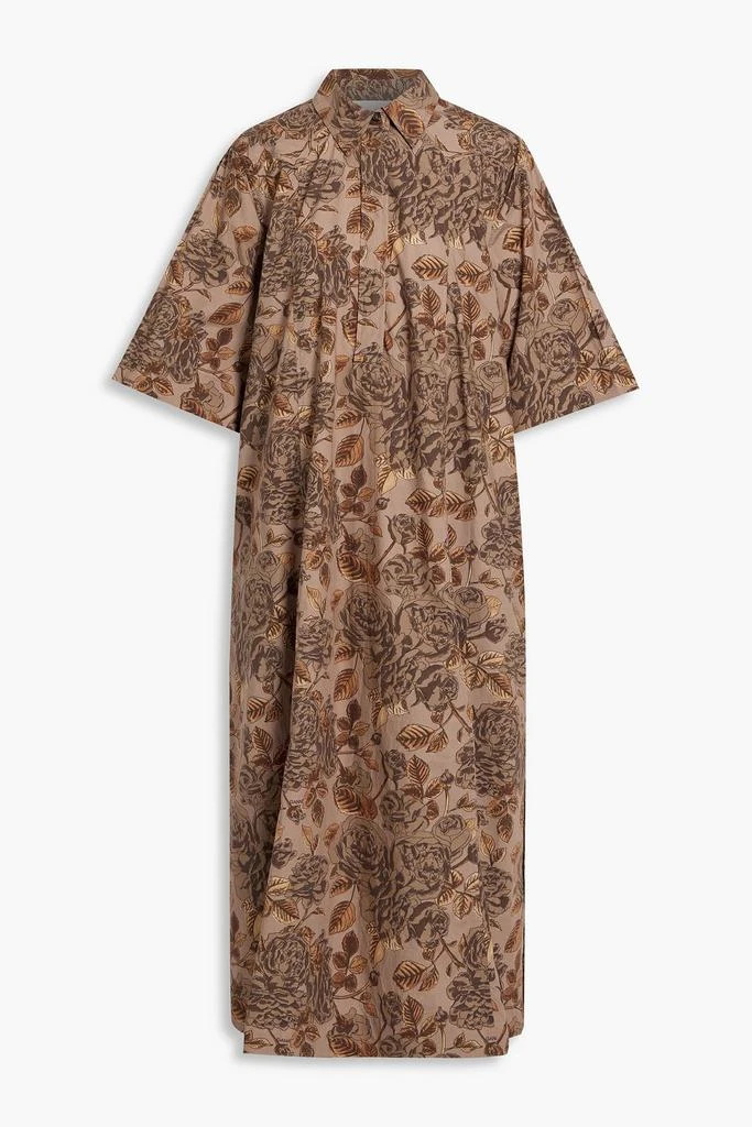 商品Ganni|Floral-print organic cotton-poplin midi shirt dress,价格¥1101,第3张图片详细描述