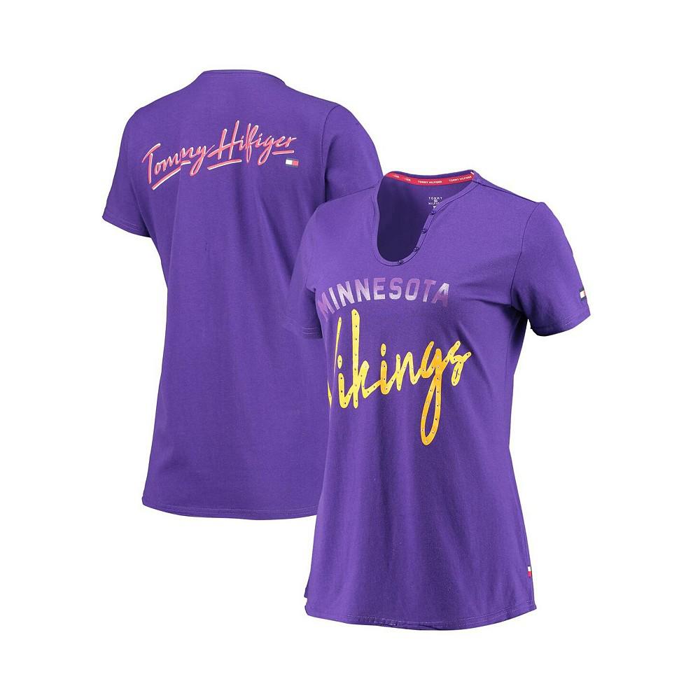 Women's Purple Minnesota Vikings Riley V-Neck T-shirt商品第1张图片规格展示