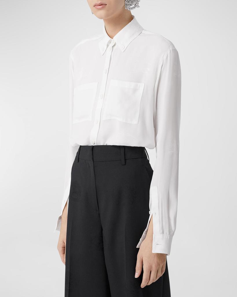 商品Burberry|Ivanna EKD Intarsia Silk Collared Shirt,价格¥11095,第1张图片