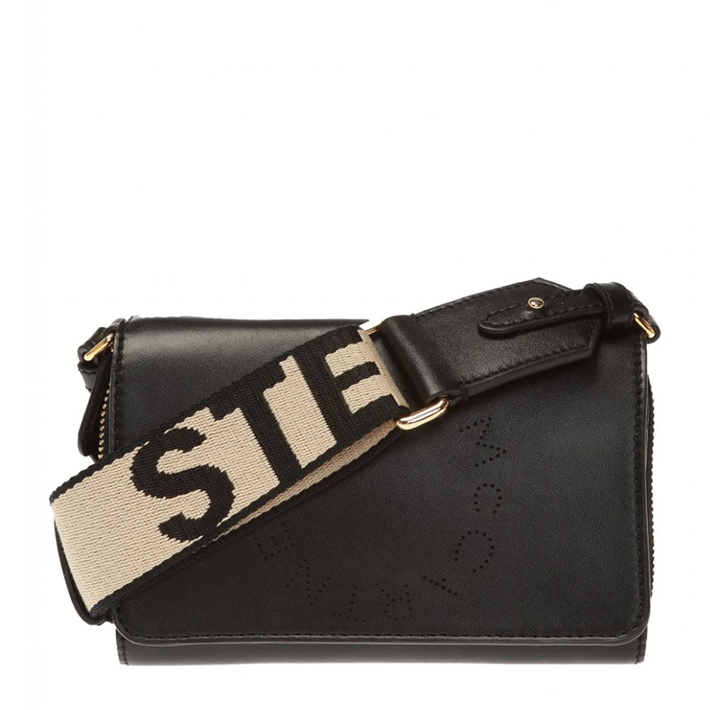 商品Stella McCartney|Stella McCartney 斯特拉-麦卡托尼 女士黑色字母镂空装饰单肩包 700013-W8542-1000,价格¥2501,第1张图片