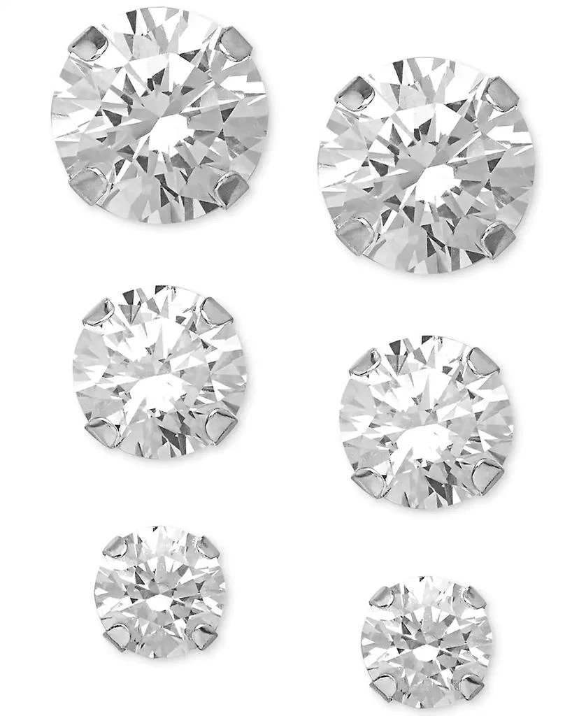 商品Macy's|Cubic Zirconia Round Stud Earrings Set in 14k White Gold (3/8-1-3/4 ct. t.w.),价格¥748,第1张图片